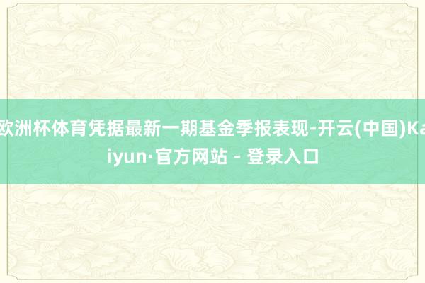 欧洲杯体育凭据最新一期基金季报表现-开云(中国)Kaiyun·官方网站 - 登录入口