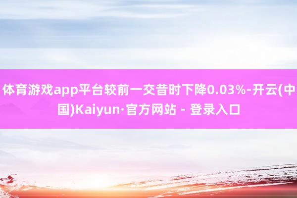 体育游戏app平台较前一交昔时下降0.03%-开云(中国)Kaiyun·官方网站 - 登录入口