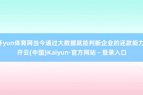 开yun体育网当今通过大数据就能判断企业的还款能力-开云(中国)Kaiyun·官方网站 - 登录入口