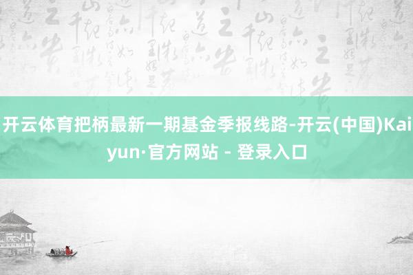 开云体育把柄最新一期基金季报线路-开云(中国)Kaiyun·官方网站 - 登录入口