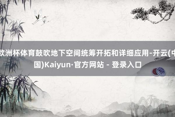 欧洲杯体育鼓吹地下空间统筹开拓和详细应用-开云(中国)Kaiyun·官方网站 - 登录入口