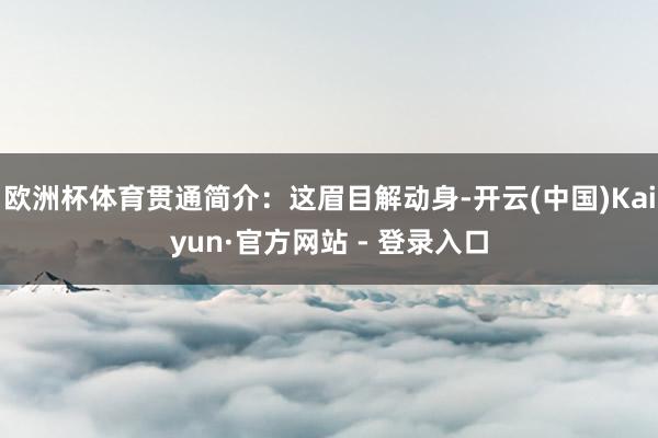 欧洲杯体育贯通简介：这眉目解动身-开云(中国)Kaiyun·官方网站 - 登录入口