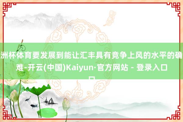 欧洲杯体育要发展到能让汇丰具有竞争上风的水平的确太难-开云(中国)Kaiyun·官方网站 - 登录入口