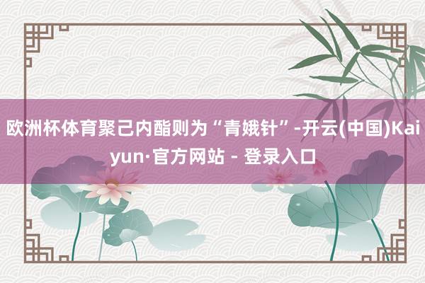 欧洲杯体育聚己内酯则为“青娥针”-开云(中国)Kaiyun·官方网站 - 登录入口