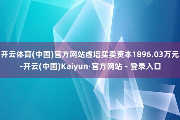 开云体育(中国)官方网站虚增买卖资本1896.03万元-开云(中国)Kaiyun·官方网站 - 登录入口