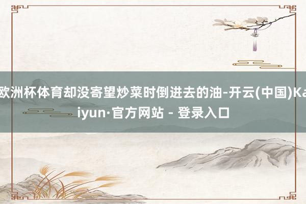 欧洲杯体育却没寄望炒菜时倒进去的油-开云(中国)Kaiyun·官方网站 - 登录入口