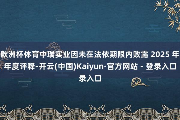 欧洲杯体育中瑞实业因未在法依期限内败露 2025 年年度评释-开云(中国)Kaiyun·官方网站 - 登录入口